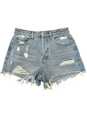Signature8 Light Blue Distressed Button-Up Denim Cutoff Shorts Small